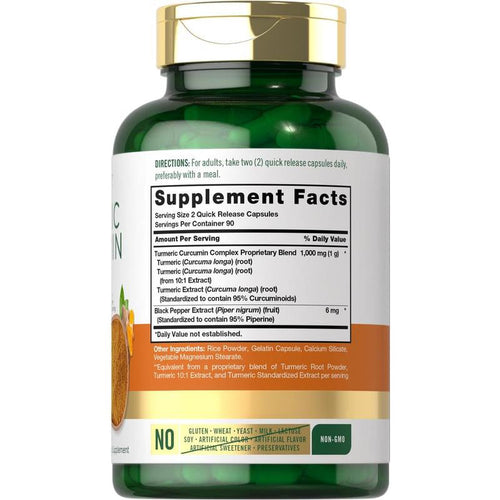 Carlyle Turmeric Curcumin with Black Pepper 1000Mg | 180 Capsules | Turmeric Complex Supplement | Non-Gmo, Gluten Free